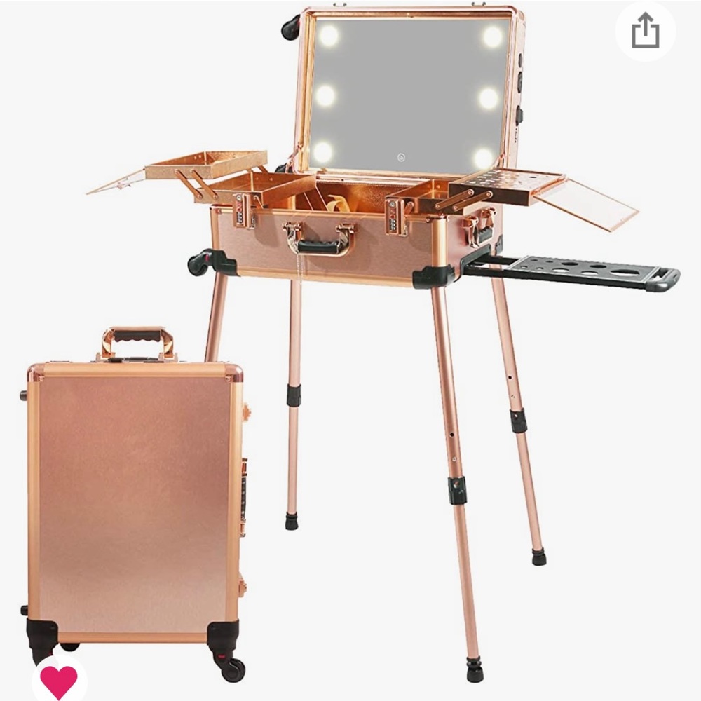 COPY - Large rolling makeup train studio. Has Bluetooth speakers dimmable light…